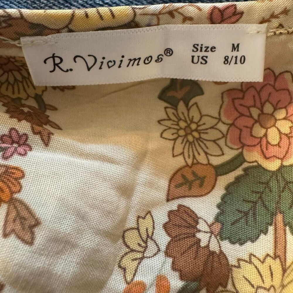 R. Vivimos Boho floral print maxi dress with tie front and long sleeves Sz M - Picture 4 of 6